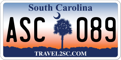 SC license plate ASC089