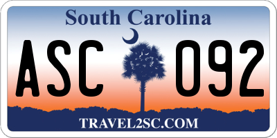 SC license plate ASC092