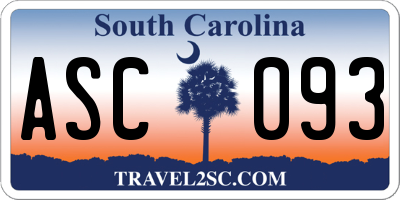SC license plate ASC093