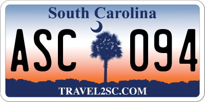 SC license plate ASC094