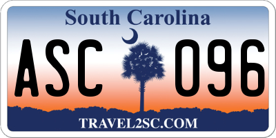 SC license plate ASC096