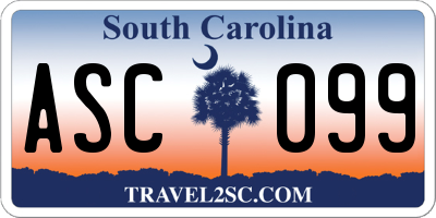 SC license plate ASC099