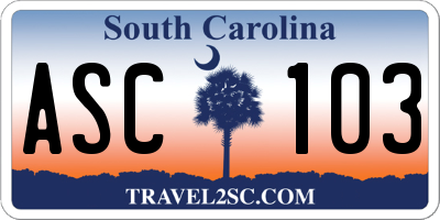 SC license plate ASC103