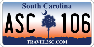 SC license plate ASC106