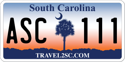 SC license plate ASC111