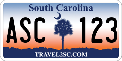 SC license plate ASC123