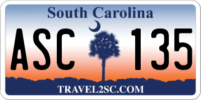 SC license plate ASC135