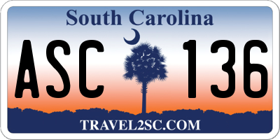 SC license plate ASC136
