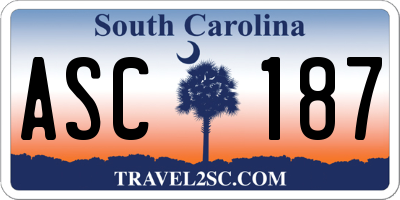 SC license plate ASC187