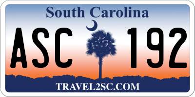 SC license plate ASC192