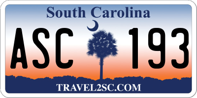 SC license plate ASC193