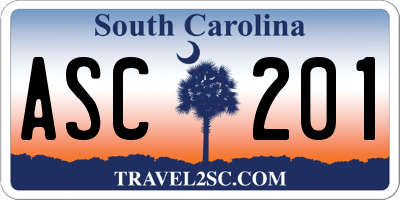 SC license plate ASC201