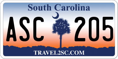 SC license plate ASC205