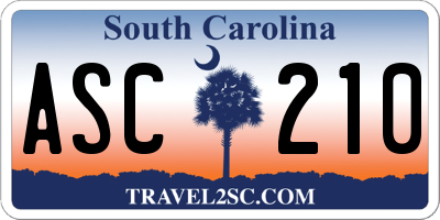 SC license plate ASC210