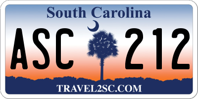 SC license plate ASC212