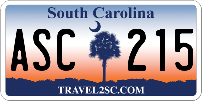 SC license plate ASC215