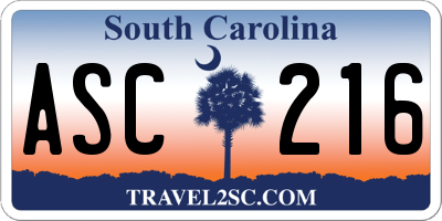 SC license plate ASC216