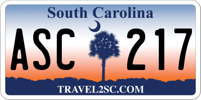 SC license plate ASC217
