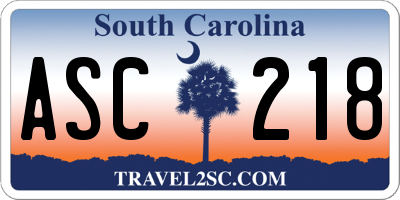 SC license plate ASC218