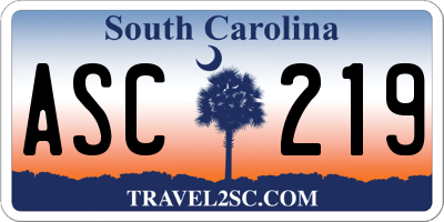 SC license plate ASC219