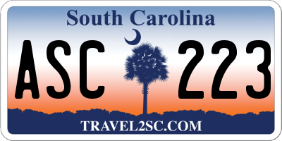 SC license plate ASC223