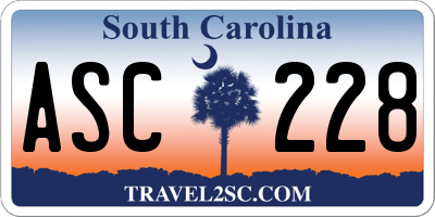SC license plate ASC228