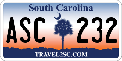 SC license plate ASC232