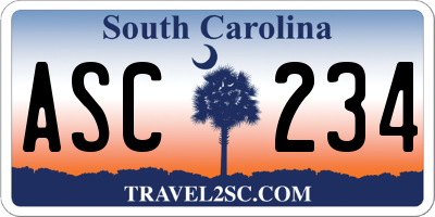 SC license plate ASC234