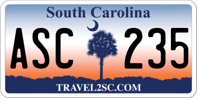 SC license plate ASC235