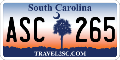 SC license plate ASC265