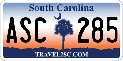 SC license plate ASC285