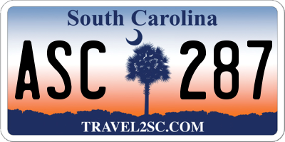 SC license plate ASC287