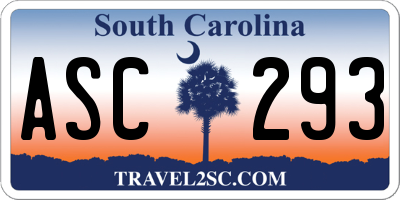 SC license plate ASC293