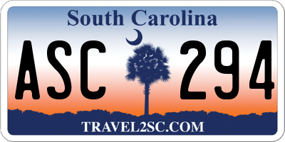 SC license plate ASC294