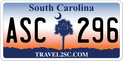 SC license plate ASC296
