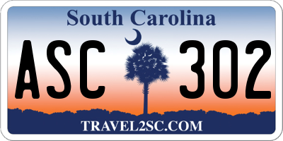 SC license plate ASC302
