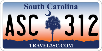SC license plate ASC312