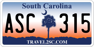 SC license plate ASC315