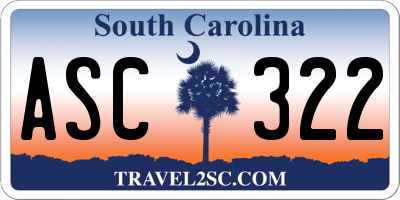 SC license plate ASC322