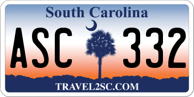 SC license plate ASC332