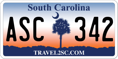 SC license plate ASC342