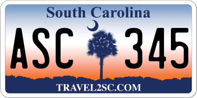 SC license plate ASC345