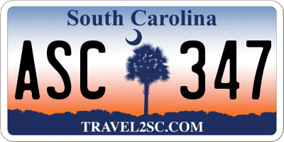 SC license plate ASC347