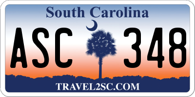 SC license plate ASC348