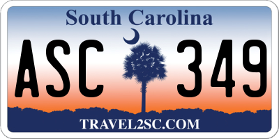 SC license plate ASC349