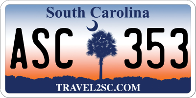 SC license plate ASC353