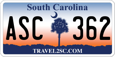 SC license plate ASC362