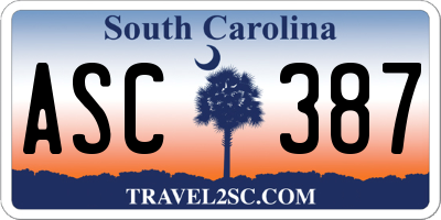 SC license plate ASC387
