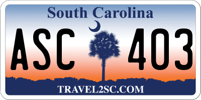 SC license plate ASC403