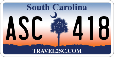 SC license plate ASC418